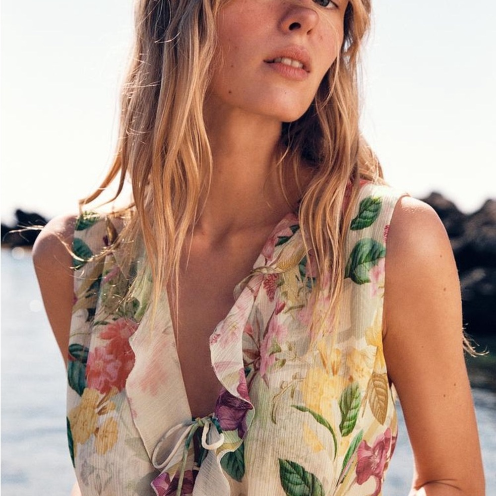Zara Cream Floral High-Low Dress - Picture 7 of 10